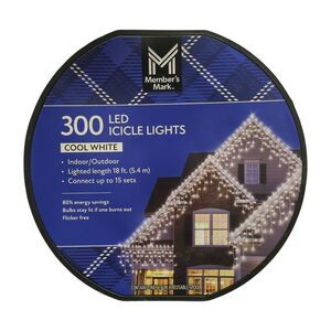 Member's Mark LED Icicle Lights, 18ft Lighted Length, 300ct - Cool White
